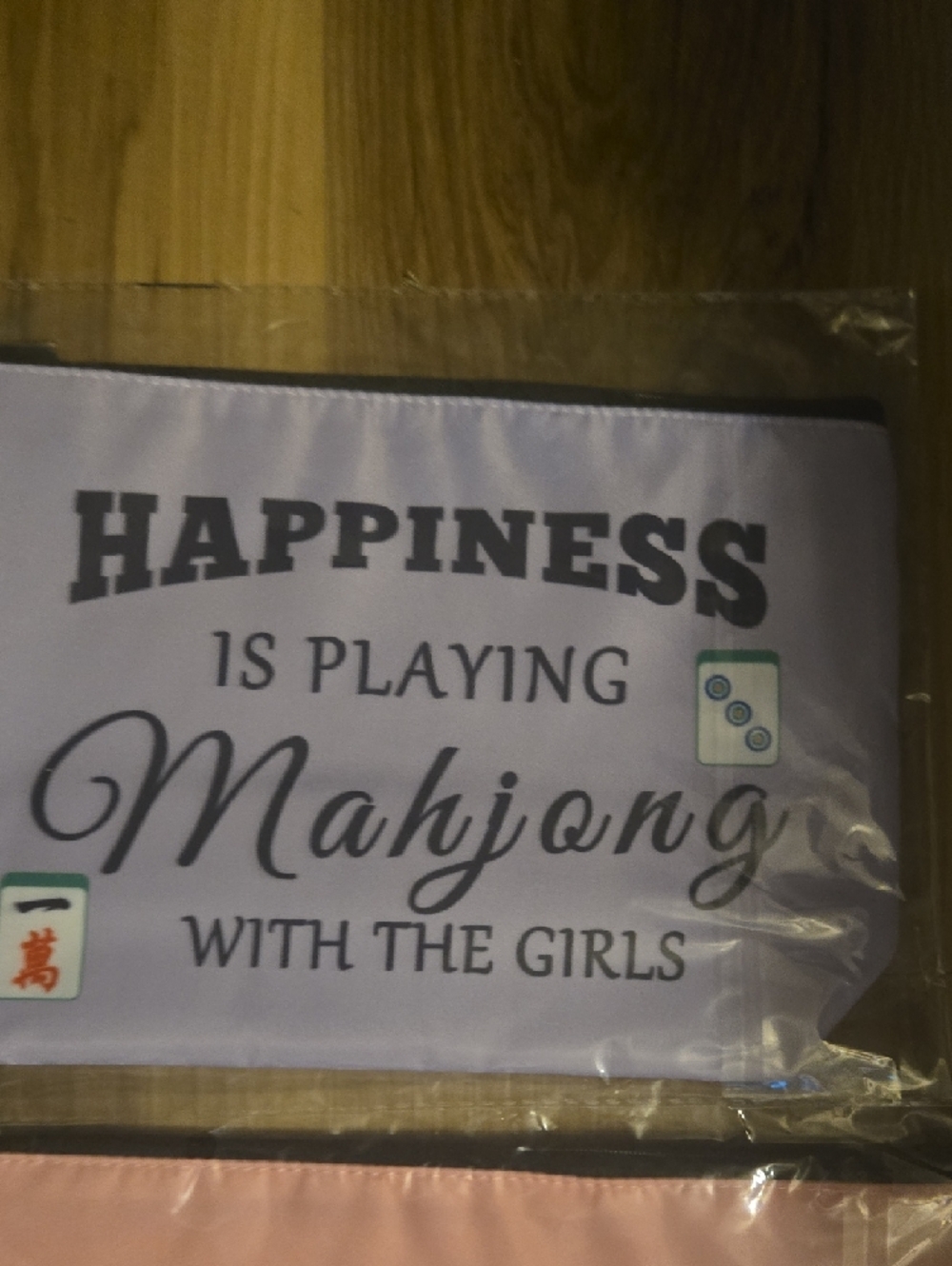 Happiness Is Playing Mahjong Cosmetic Pouch - Pink, Purple, Light Blue Set - Picture 4 of 4